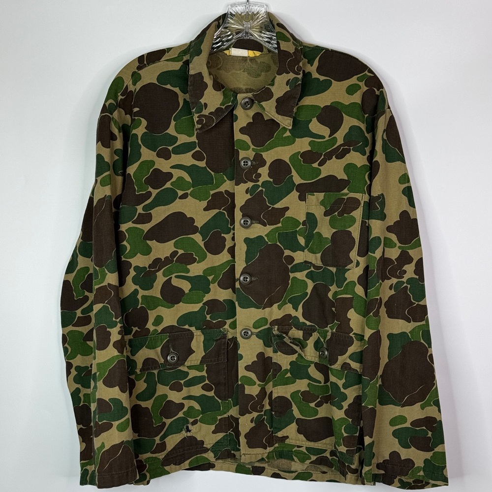 Vintage Ranger Green Camo Button Up Shirt 70s Size Large
